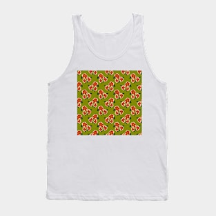 Retro Green and Orange Floral Pattern Tank Top